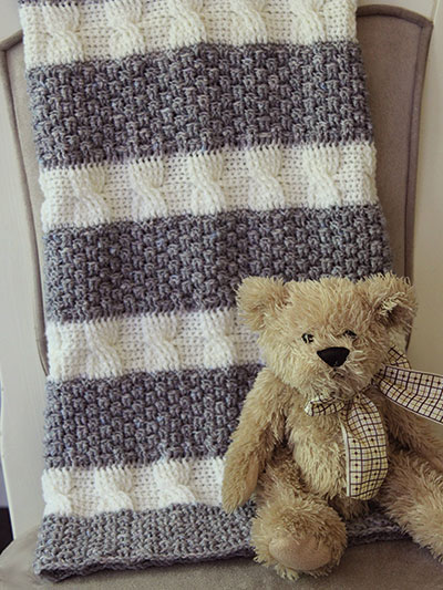 Cabled and Gray Blanket Crochet Pattern