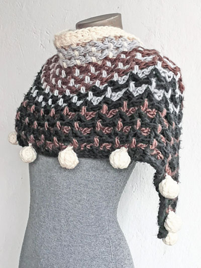 Artic Shawl With Pom Poms Crochet Pattern
